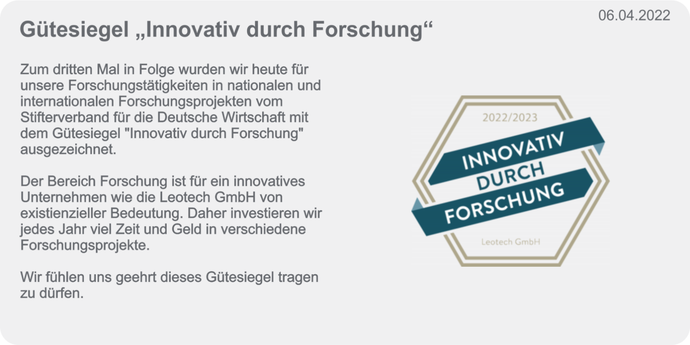 Gütesiegel "Innovativ durch Forschung"